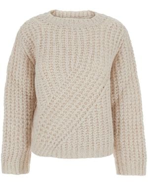 ..,merci Maglione Girocollo Con Lavorazione A Maglia - Bianco