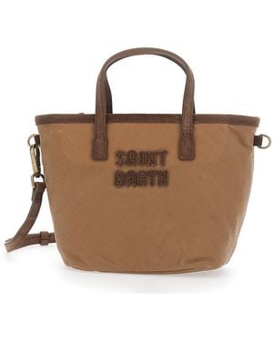 MC2 Saint Barth City Bag Mini Wax Is A Handbag Made Of Tech Fabric, Be - Brown