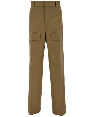 Gucci High-Waisted Pants With Logo Patch - Natural