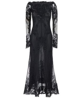 Blumarine Abito Con Collo E Maniche Lunghe - Nero