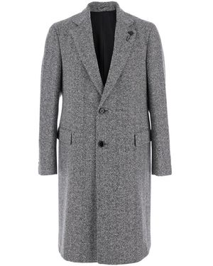 Lardini Single-Breasted Coat With Classic Lapels - Grey