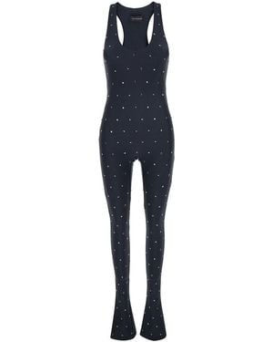 ANDAMANE 'Tess' Jumpsuit With All-Over Crystal Applications - Blue