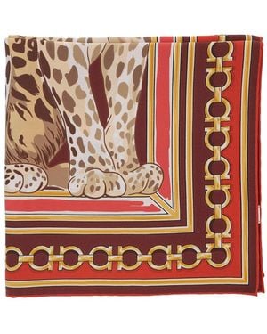 Ferragamo Silk Scarf With Motif Print - Red