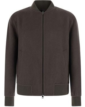 Low Brand Bomber Con Collo A Camicia E Chiusura Frontale E Tasche, In - Nero