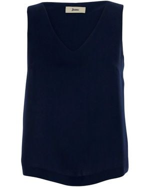 Herno Top With V-Neck And Sleeveless - Blue