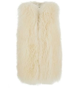 Le Plain Real Lamb Fur Gilet With Tibet Finishes And Color For Wo - Natural