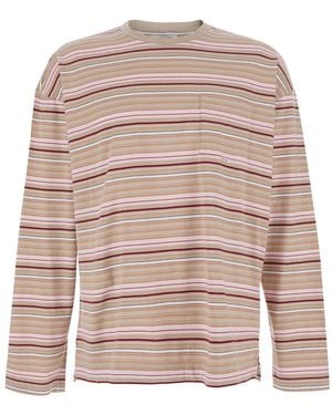 sunflower Long Sleeve T-Shirt With All-Over Stripe Motif - Natural
