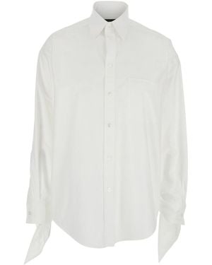Balenciaga Shirt With Classic Collar And Knotted Cuffs - White