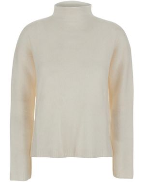 Max Mara Pure 'Orlaya' Sweater With High Neck And Dropped Shoulde - White
