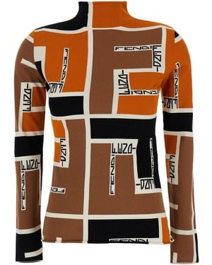 Fendi Top Leggero Stampato - Marrone
