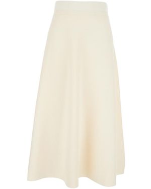 Max Mara Pure Long Skirt With Hidden Closure - White