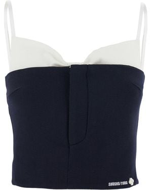 ShuShu/Tong Sleeveless Top With Rear Bow - Blue