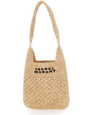 Isabel Marant 'Praia' Shoulder Bag With Logo Lettering On The Fr - Natural