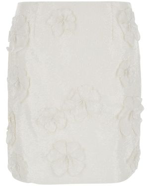 ROTATE BIRGER CHRISTENSEN Sequinned Mid-Rise Miniskirt - White