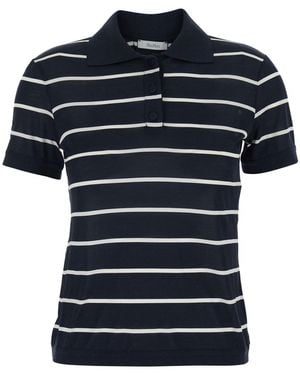 Max Mara Pure 'Bellico' Polo Shirt With Striped Motif - Blue