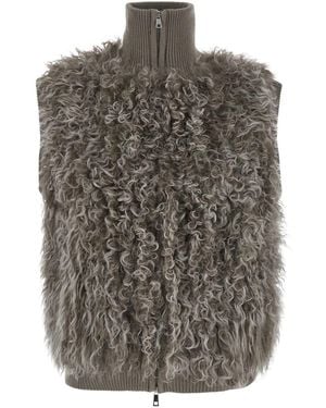 P.A.R.O.S.H. Wool Gilet With Collar And Pockets - Gray