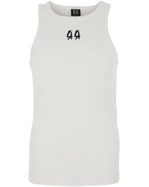 44 Label Group Sleeveless Top With Round Neck And Logo Embroider - White