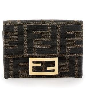 Fendi "Micro Baguette" Tri-Fold Wallet - Black