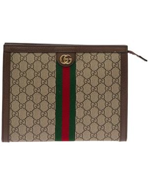Gucci 'Ophidia' And Ebony Pouch With Double G And Web Detail In - Grey