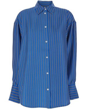 TOTEME Shirt, Silk Stripes - Blue