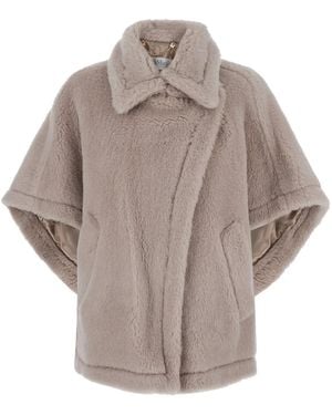 Max Mara Cape Tebe1 Con Collo A Scialle E Tasche - Grigio