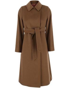 Max Mara Bcollag Coat With Shirt Collar And Long Sleeves - Brown
