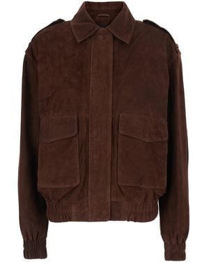 Arma 'Halti' Jacket With Front Patch Pockets And Elastic Hems In - Brown