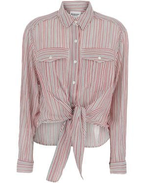 Isabel Marant 'Nath' Shirt With Front Bow And All-Over Striped Motif - Pink