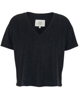 Loulou de Saison T-Shirt With V-Neck And Short Sleeves - Black