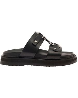 Celine Slip-On Sandals With Rings And Studs - Black