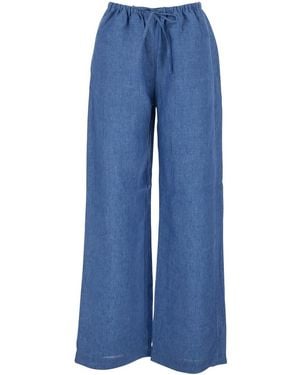 Rohe Linen Trousers With Elastic Waist And Drawstring For - Blue