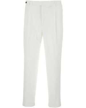 PT Torino Trousers With Belt Loops And Front Pleats For - White