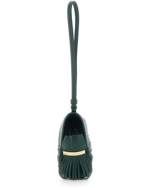 Tod's Fringe Pendant With Leather Wrist Strap - Blue