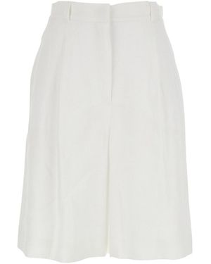 Max Mara Linen Bermuda With Side Pockets - White