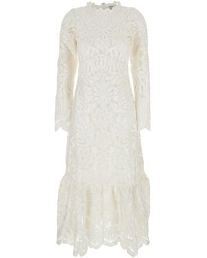 Sea Agathe Applique Long-Sleeved Dress (D2) - White