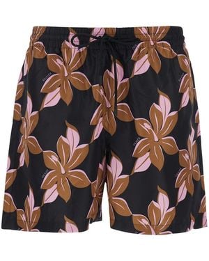 Gucci Swimsuit With Drawstring And All-Over Floral Print - Multicolour