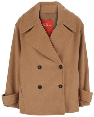 ..,merci Long Sleeve Collar Coat - Brown