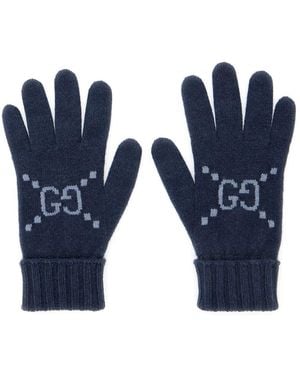 Gucci Gloves With Gg Logo Detail On The Front - Blue