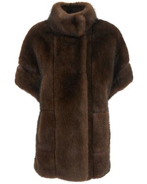 VALENTINI 1972 Jacket With High Collar And Hidden Closure - Brown