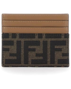 Fendi Card Holder With All-Over Ff Motif - Gray