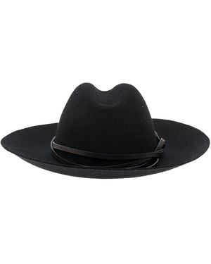 Golden Goose Wool Felt Fedora Hat With Leather Straps For - Black