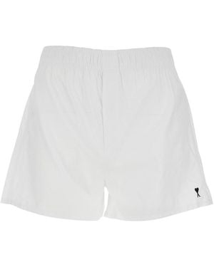 Ami Paris Shorts With Elasticated Waist And Adc Logo On The Fron - White