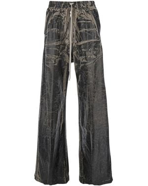 Rick Owens 'Geth Belas' Blacktrousers With Destroyed Look And Drawstring Waist - Gray