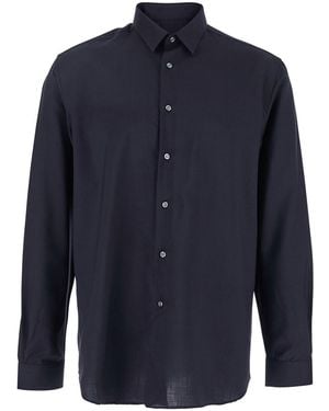Low Brand Shirt With Classic Collar And Button Closure - Blue