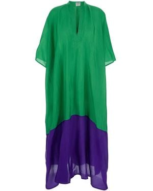 THE ROSE IBIZA Kaftan With V-Neck And Two-Tone Design - Green