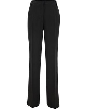 Plain Straight Pants With Concealed Closure - Black