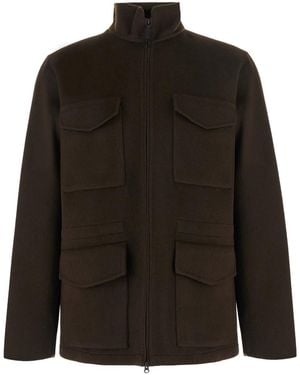 Aspesi Jacket With Front Zip Closure And High Collar - Black
