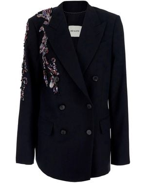 Dries Van Noten Giacche Barrysta Emb Con Colletto E Maniche Lunghe In - Blu