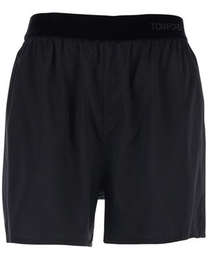 Tom Ford Shorts With Elastic Waist With Logo Lettering - Black