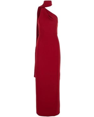 Solace London 'Demi' Long Dress With One-Shoulder Design And Back Slit - Red